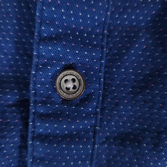 Carbon2Cobalt Pointillism Button Down Shirt Mens Large Blue 100% Cotton 133359 - Picture 8 of 15
